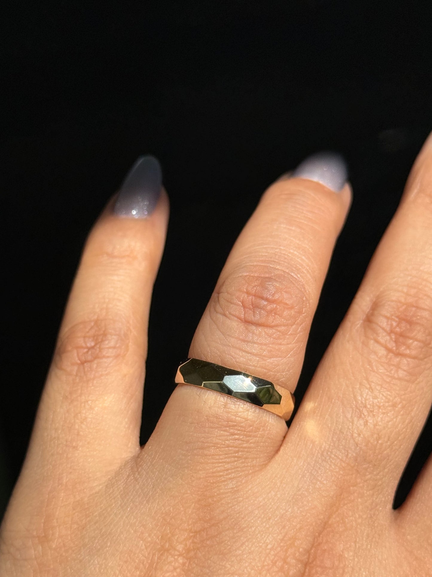14k faceted geometric eternity band