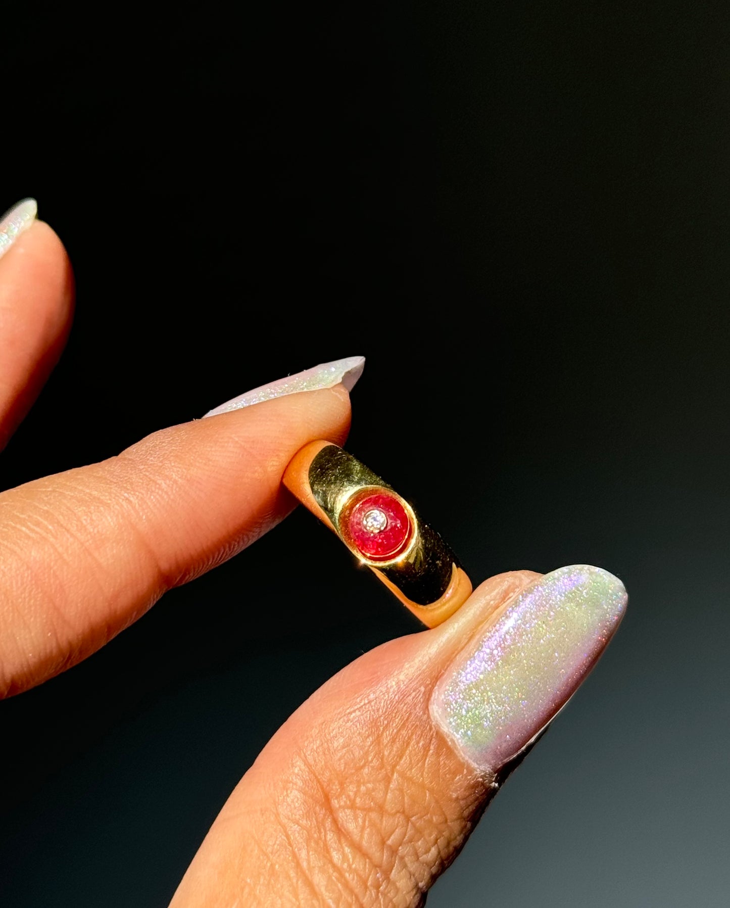 18k cabochon ruby and diamond ring