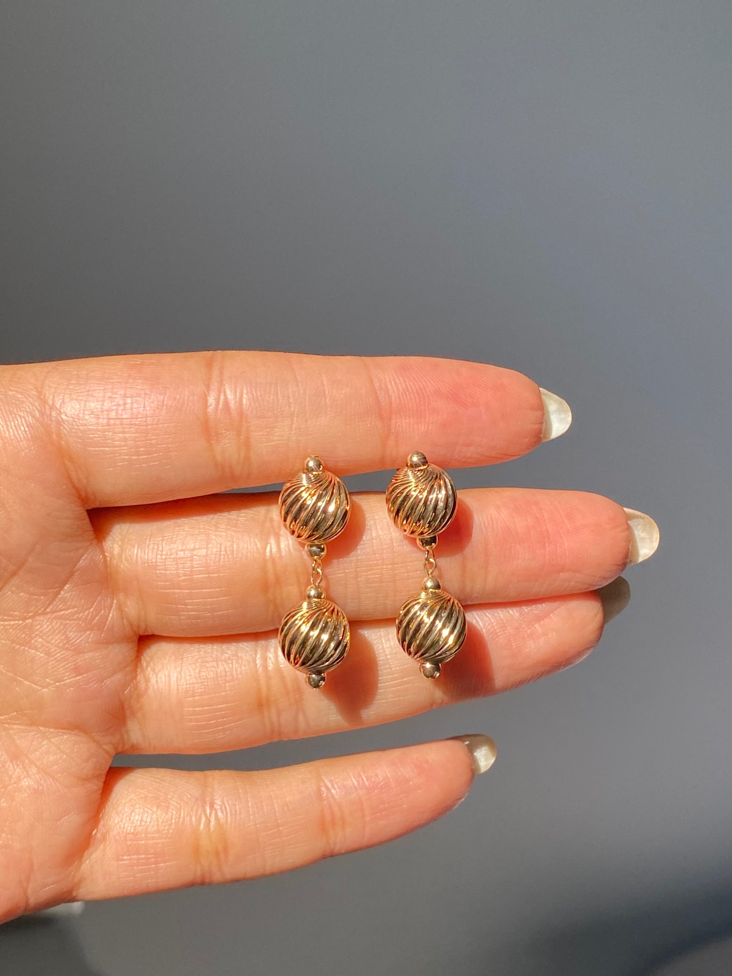 14k Sphere ball drop earrings