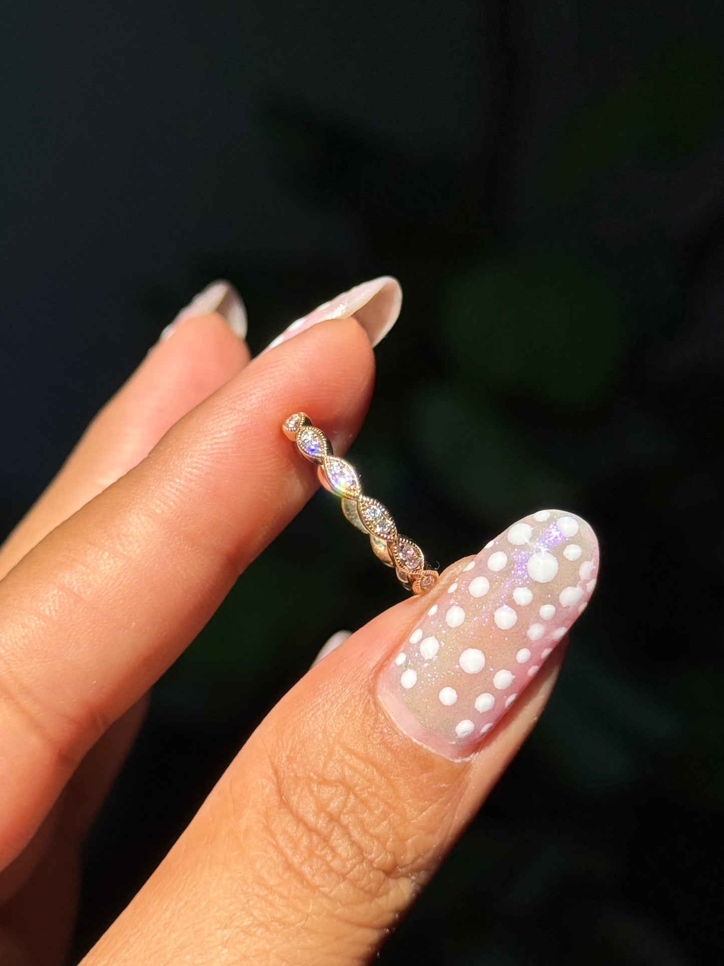 14k diamond scalloped eternity band,