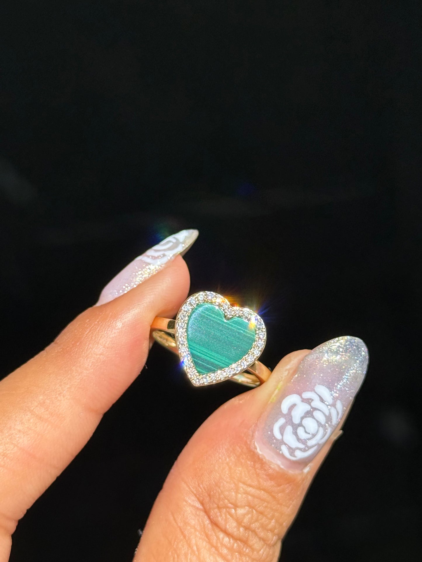 14k Malachite and Diamond Ring By EFFY