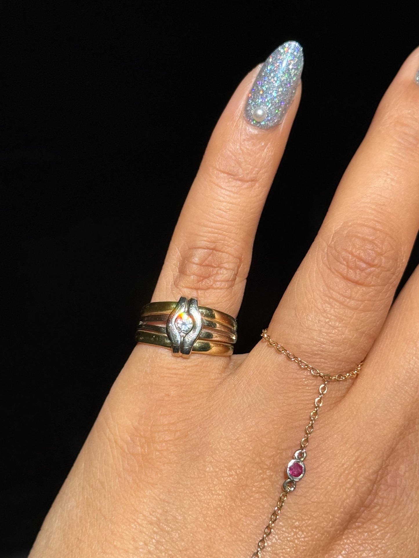 18k 0.15ct Diamond white and yellow gold Ring