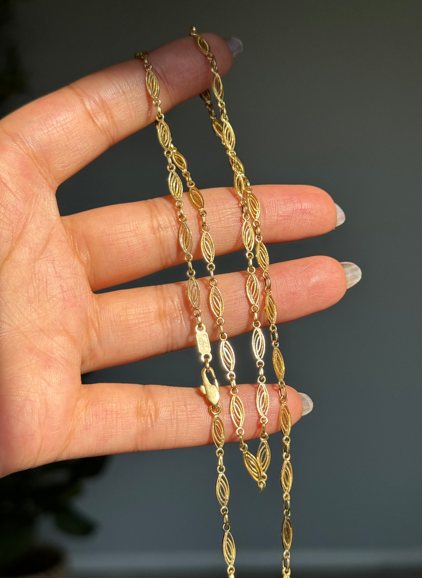 18k vintage filigree chain