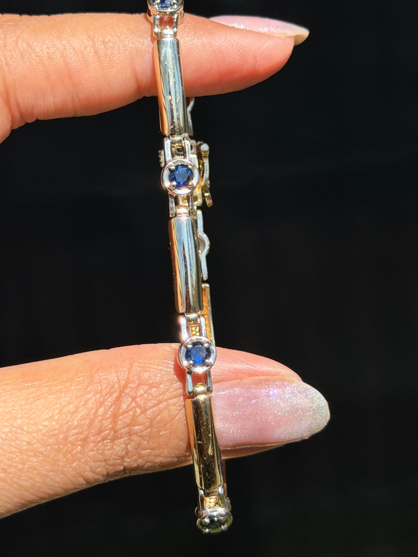 14k sapphire bar link bracelet
