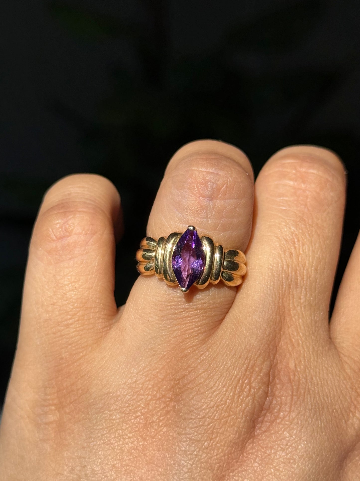 Vintage 14k Marquiseamethyst ring