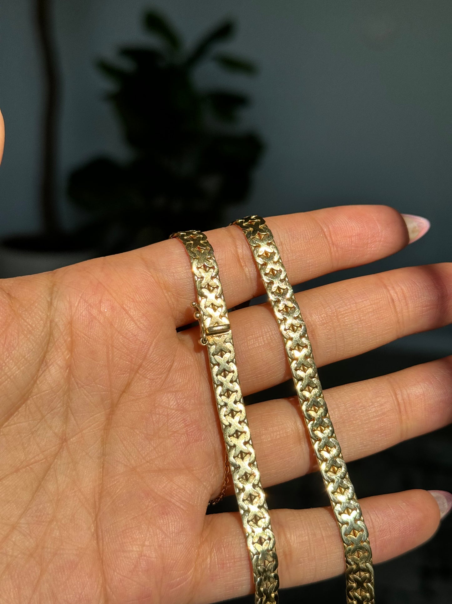 14k Solid double flat biker chain