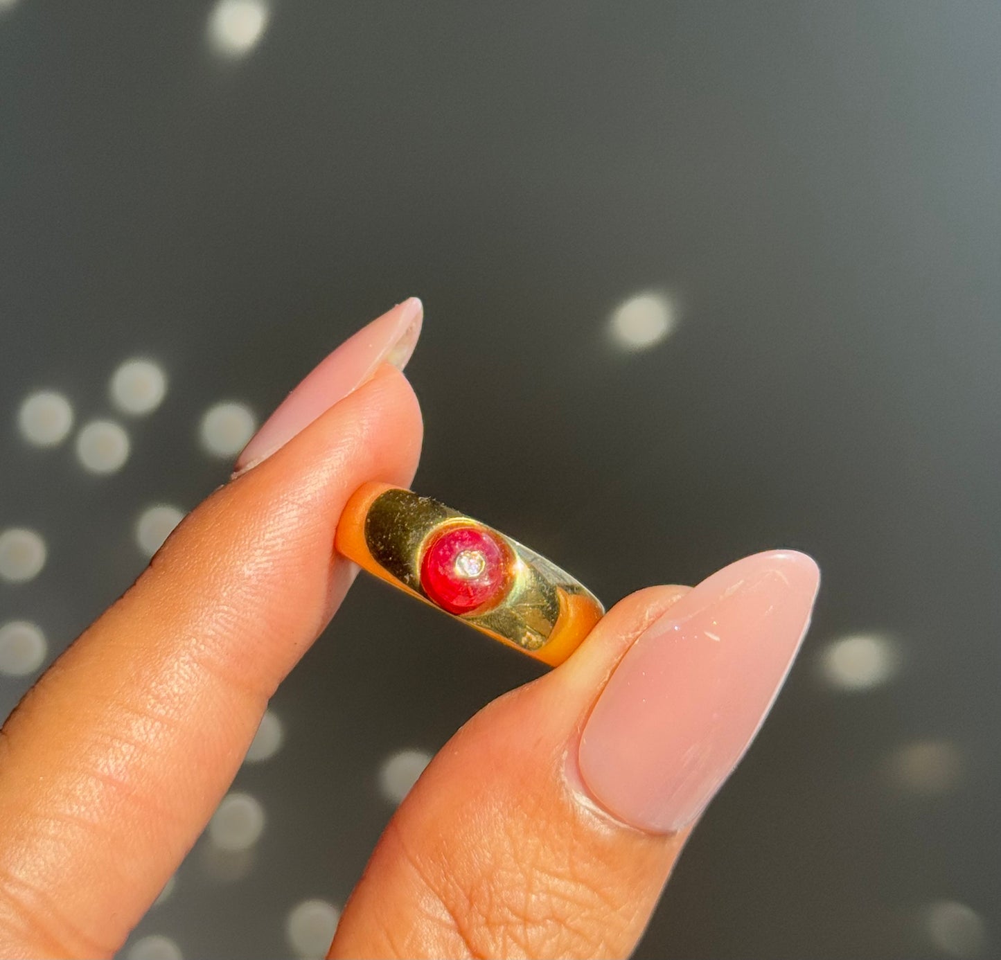 18k cabochon ruby and diamond ring