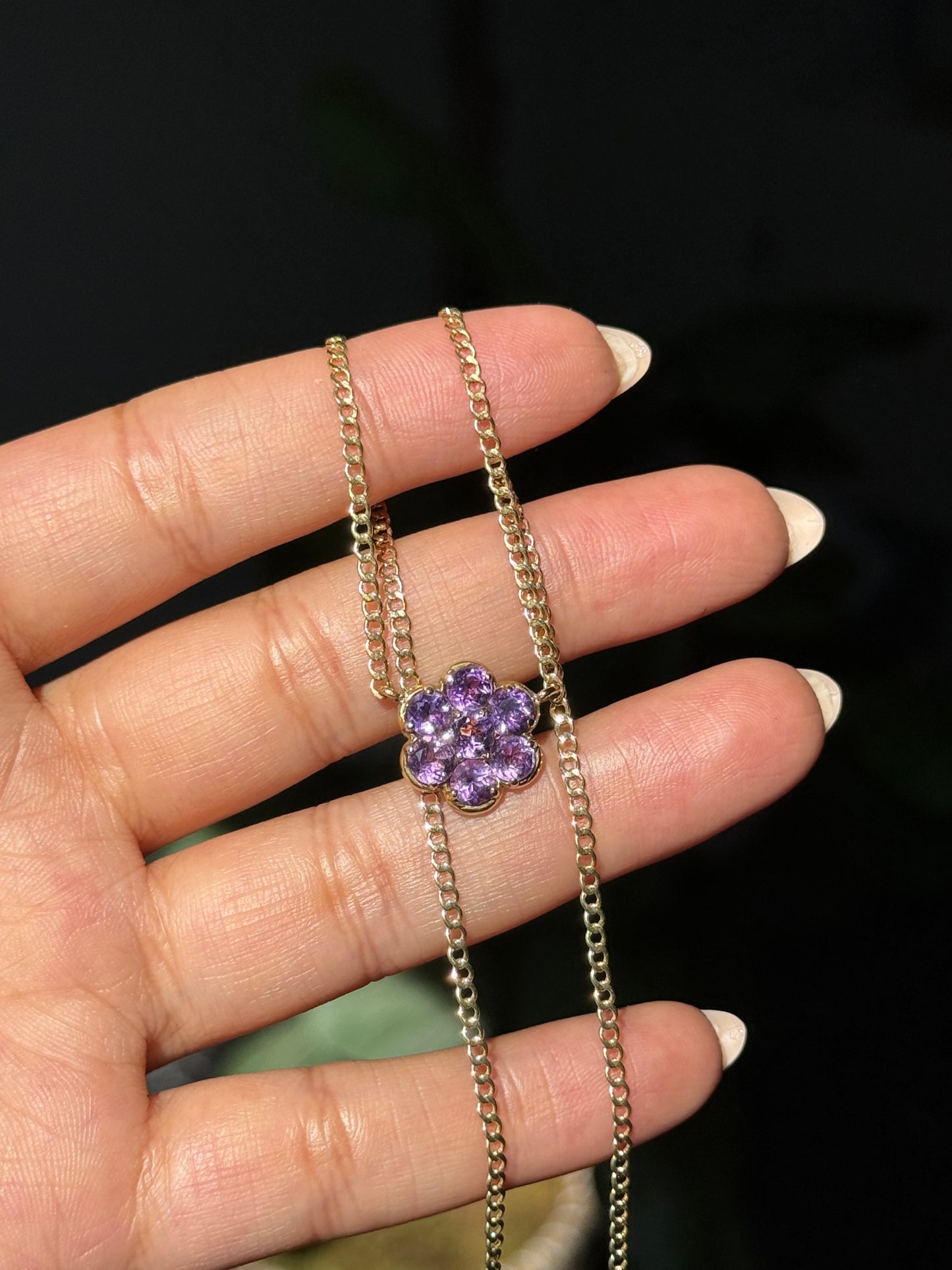 14k Amethyst Flower necklace