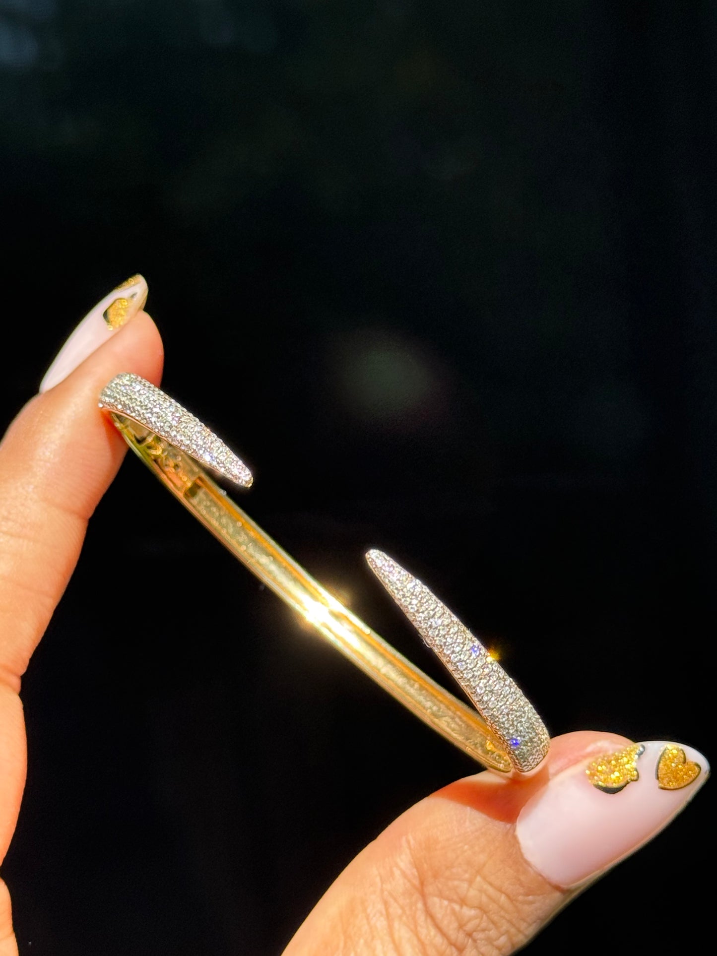 14k Diamond Claw cuff bracelet