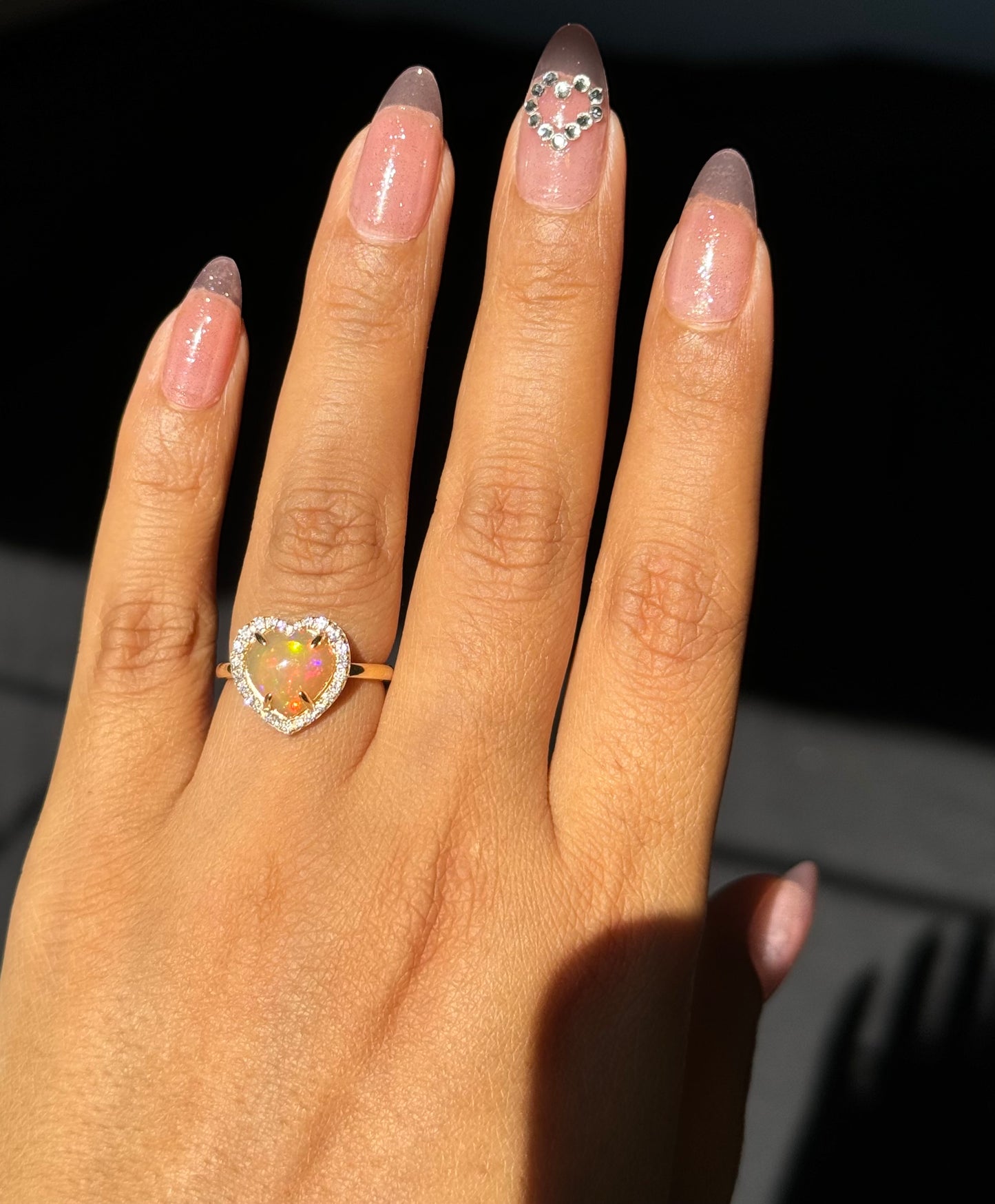 14k Opal and Diamond Heart ring By EFFY
