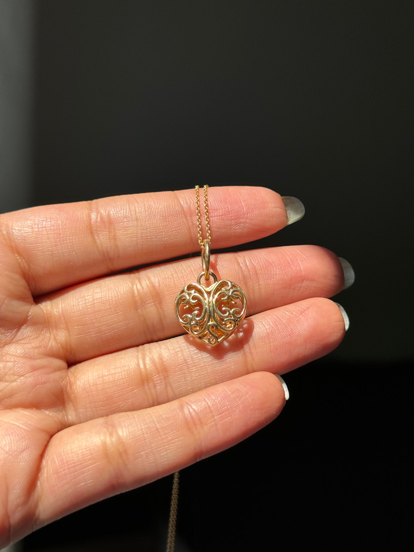 14k puffy Double sided Open Filigree