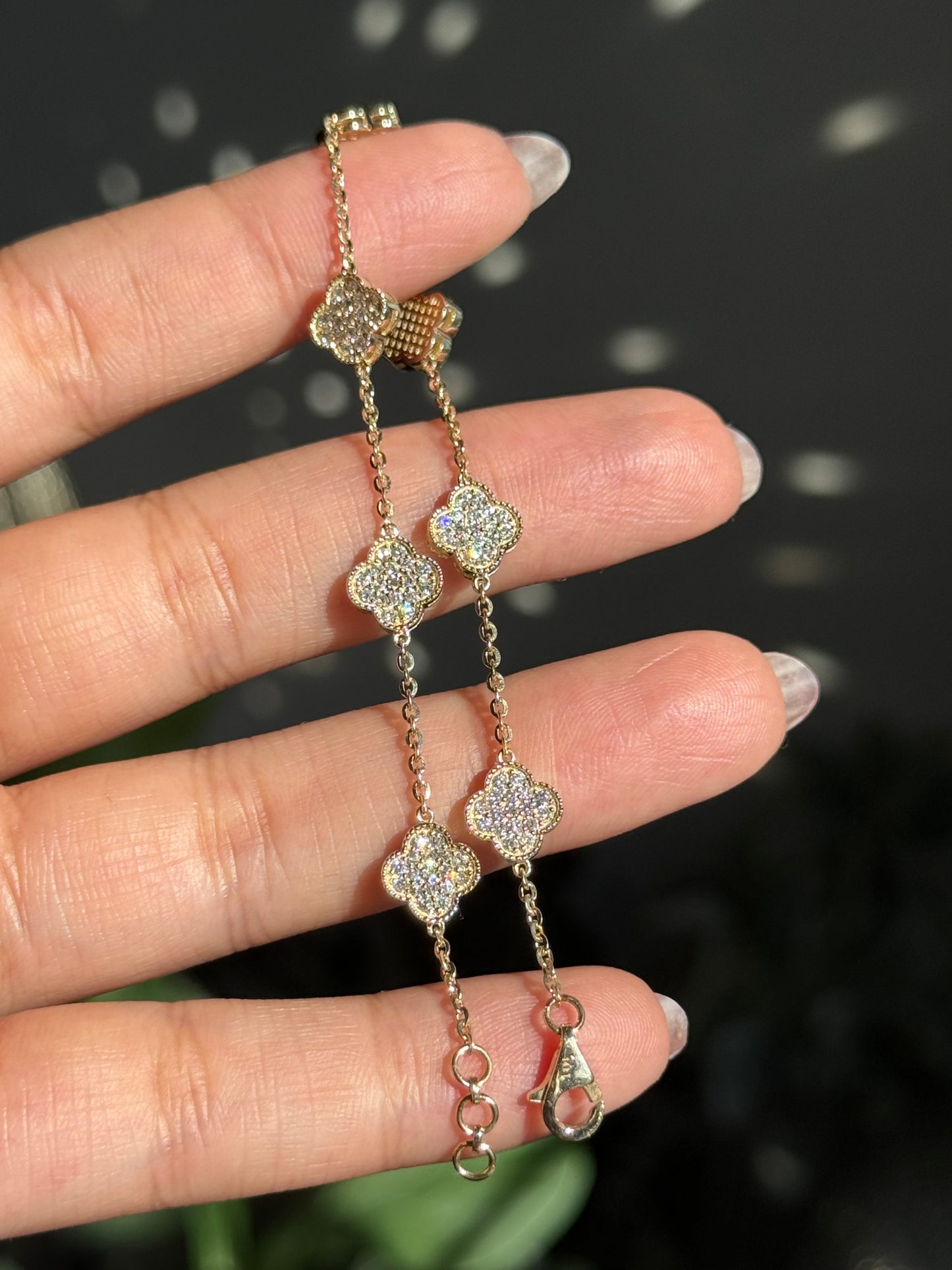 14k Diamond clover Bracelet