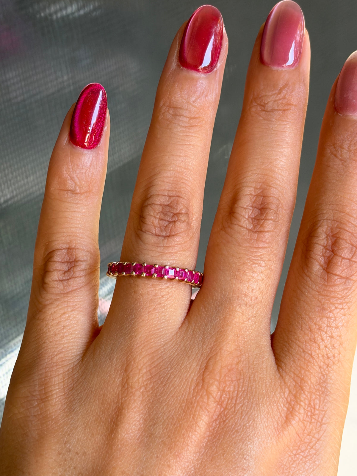 14k Ruby eternity band