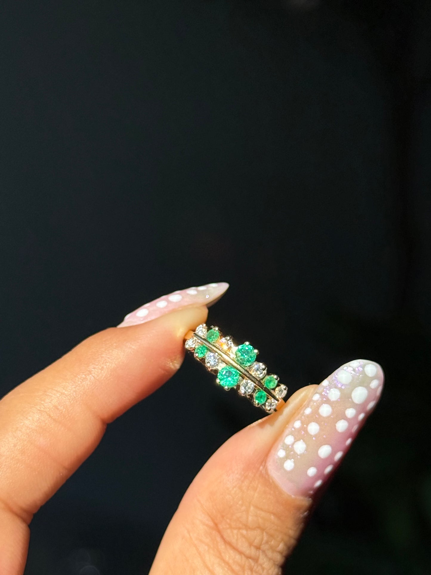 14k emeralds and diamonds Ring