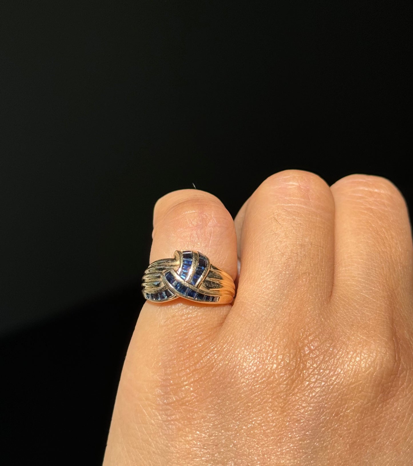14k Princes cut sapphire ring