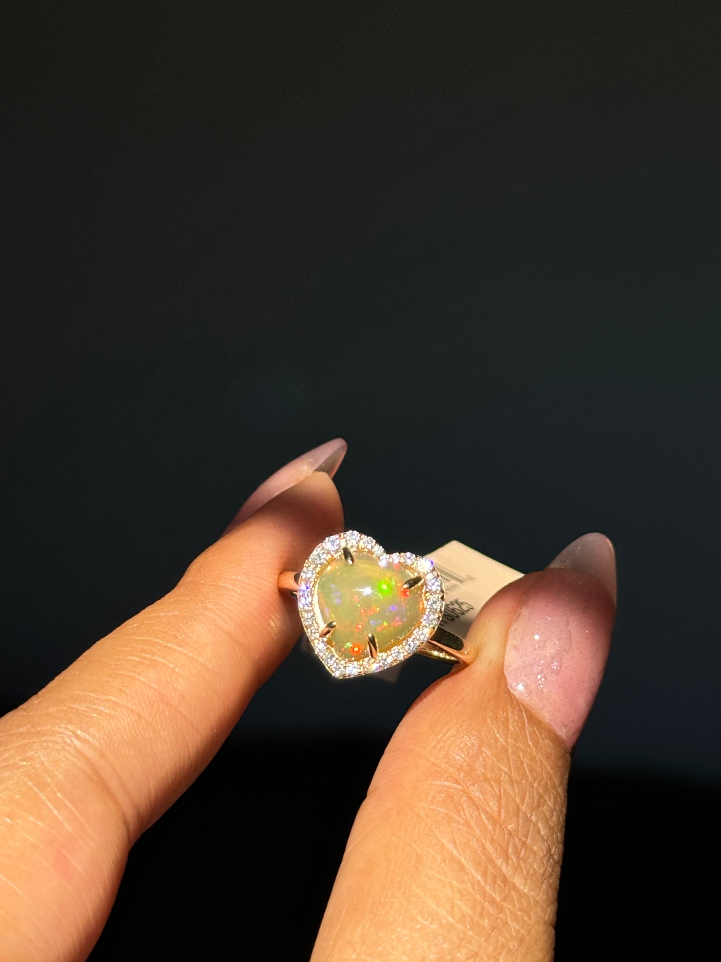 14k Opal and Diamond Heart ring By EFFY