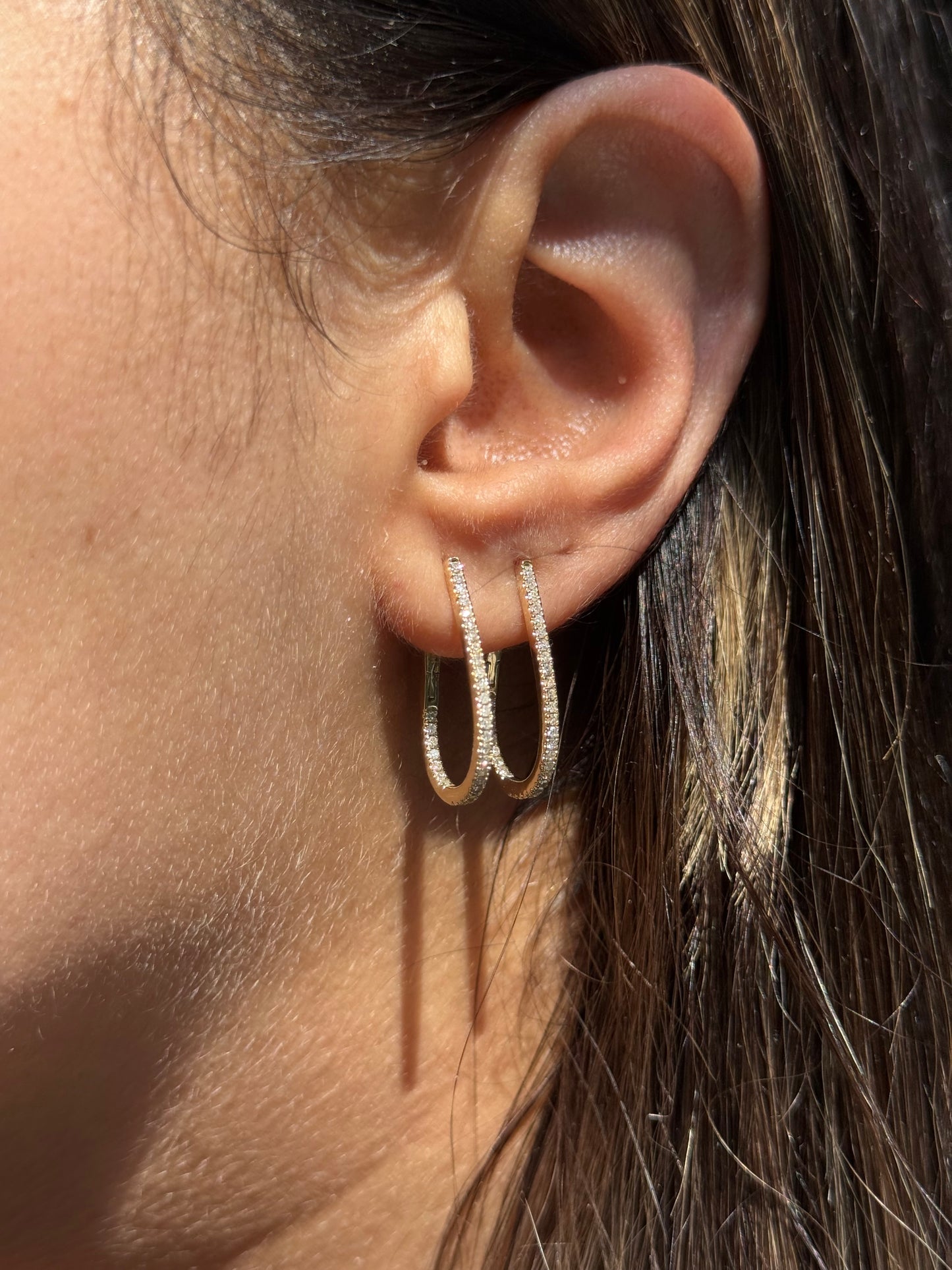 14k inside out diamond hoop earrings