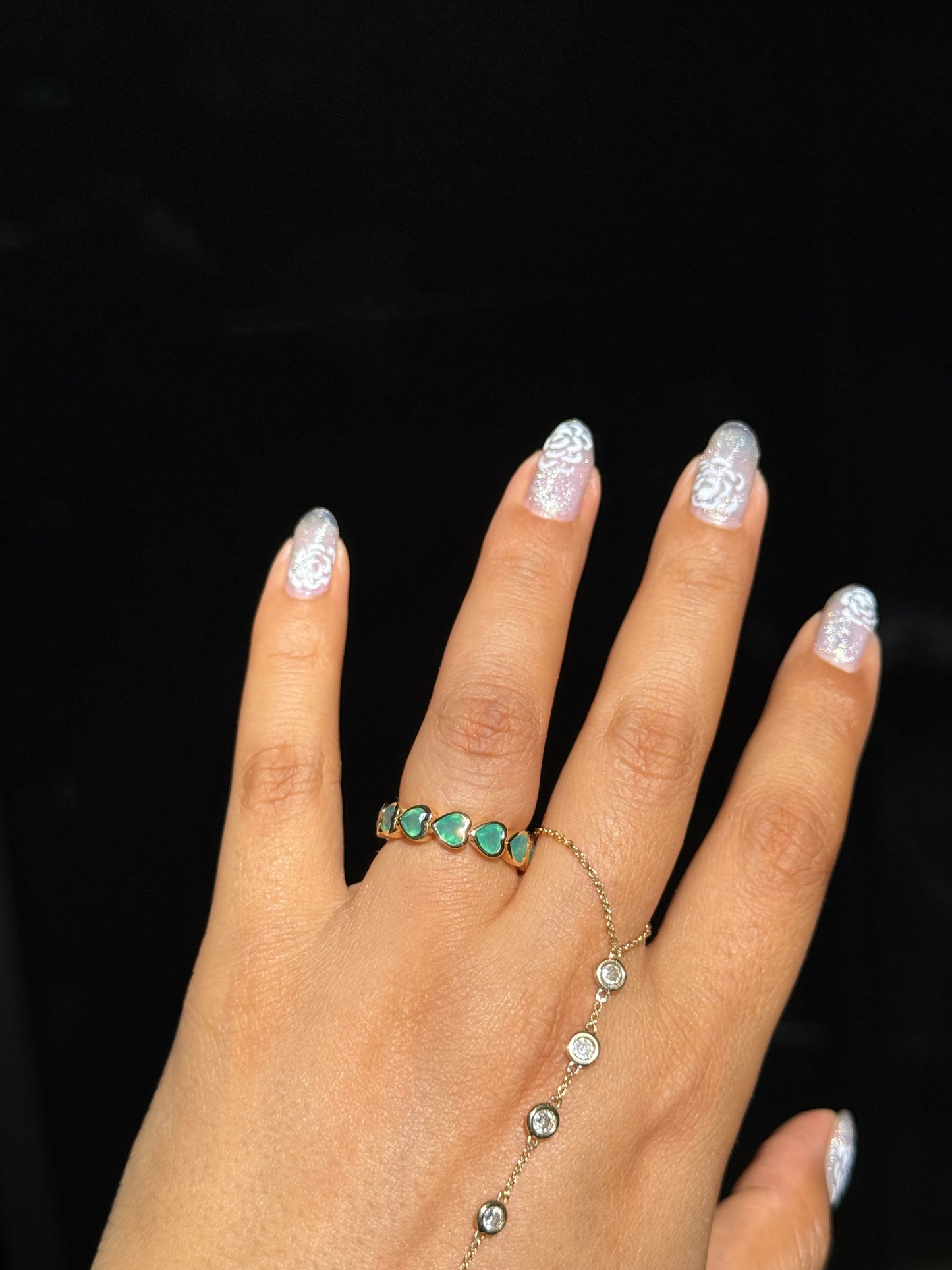 14k Green Agate Heart Ring
