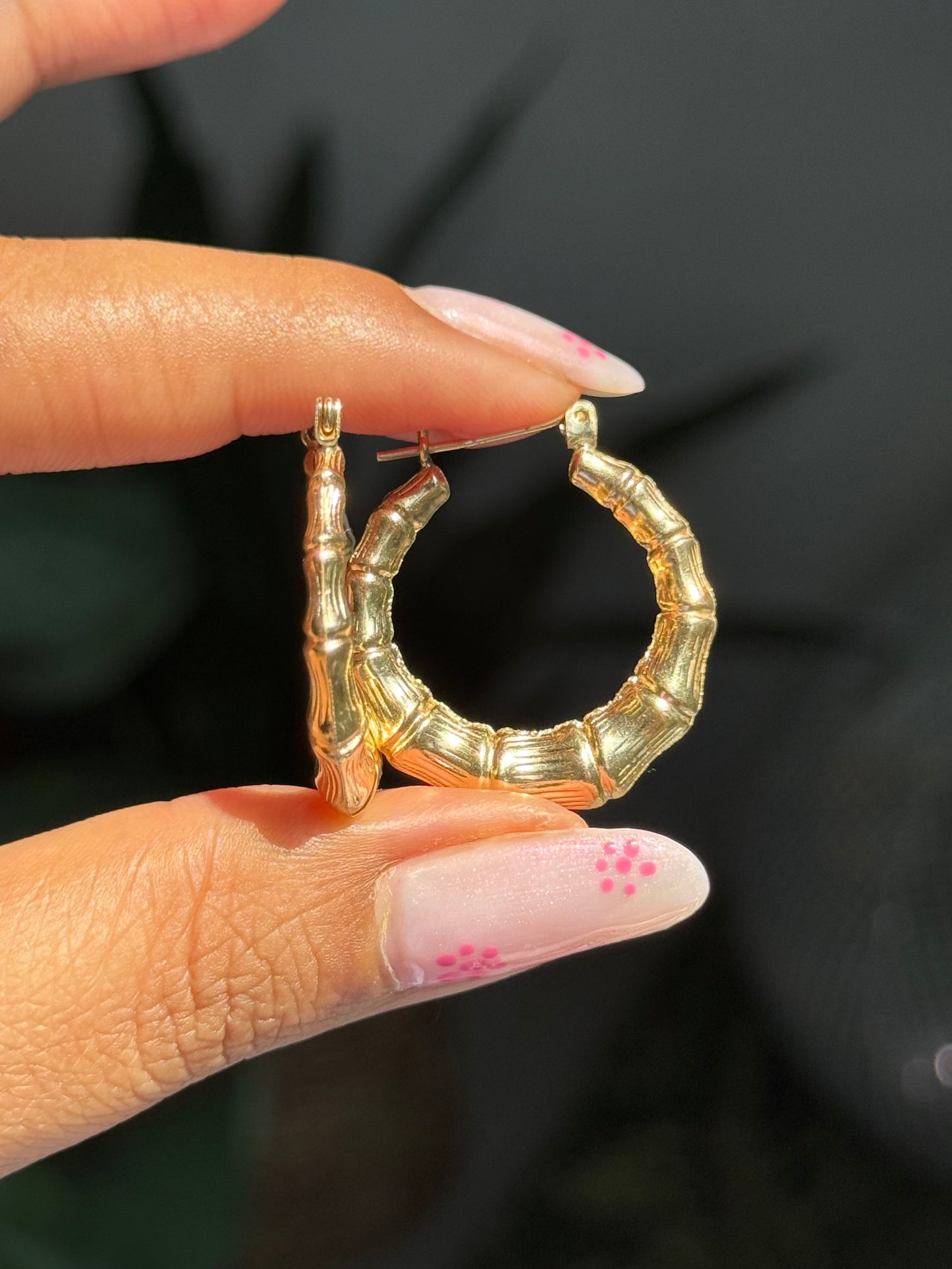 14k Bamboo Hoop earrings