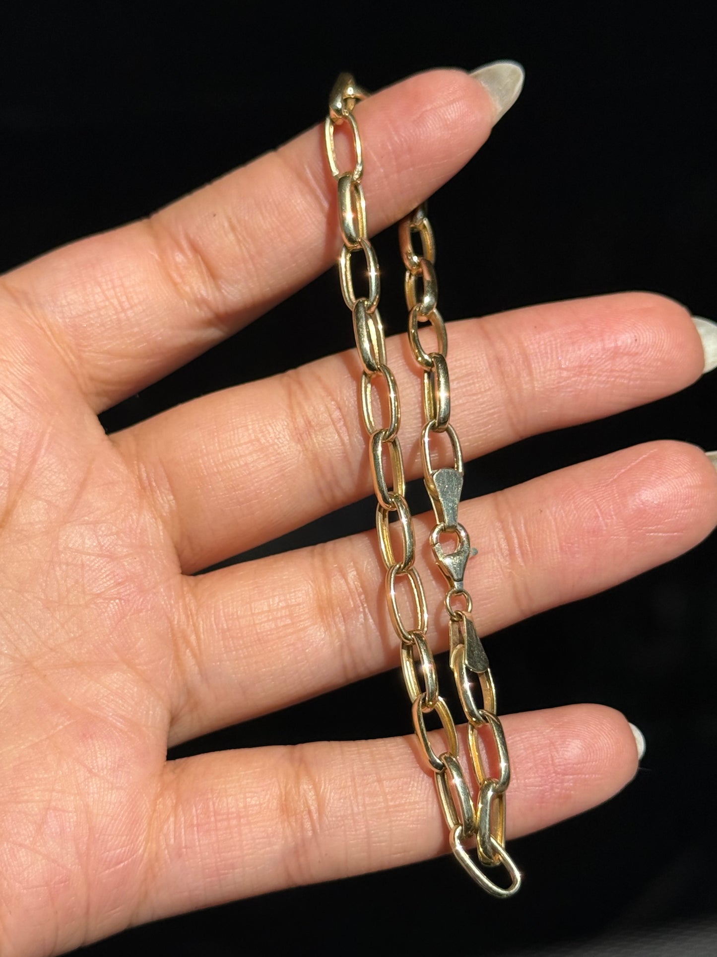 14k open oval link bracelet