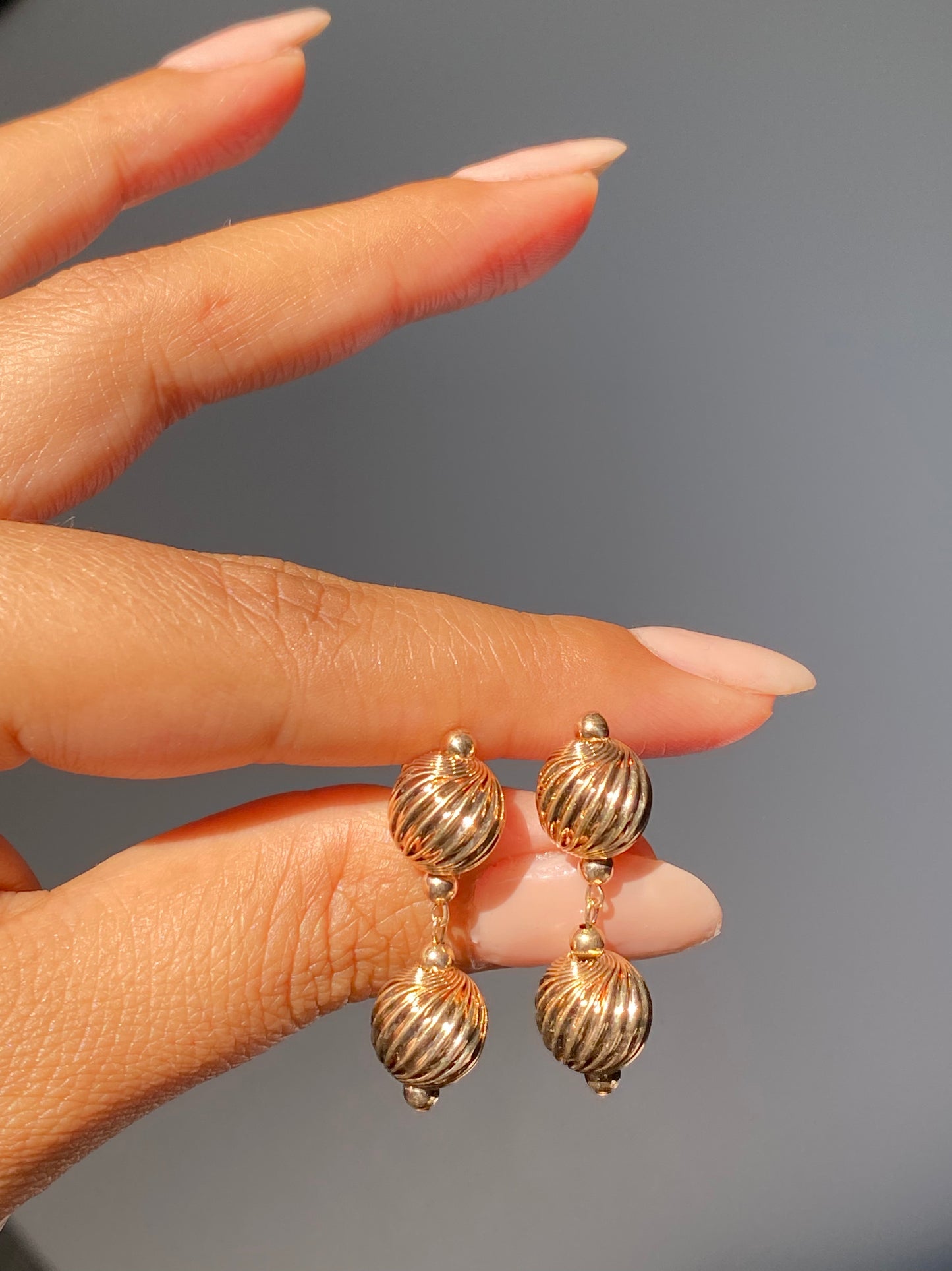 14k Sphere ball drop earrings