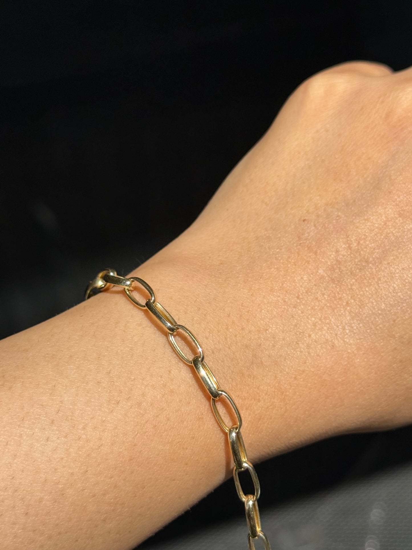 14k open oval link bracelet