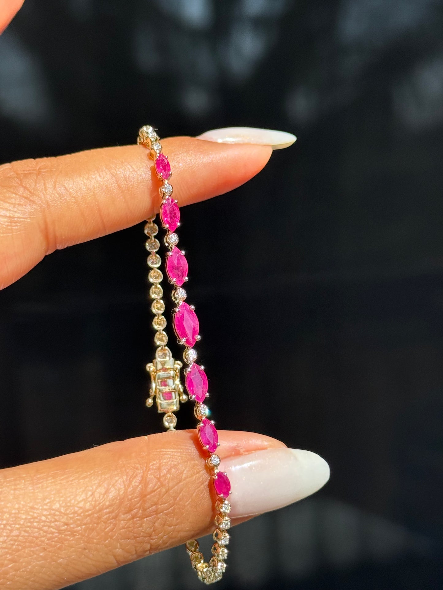 14k Rubies & diamonds tennis bracelet