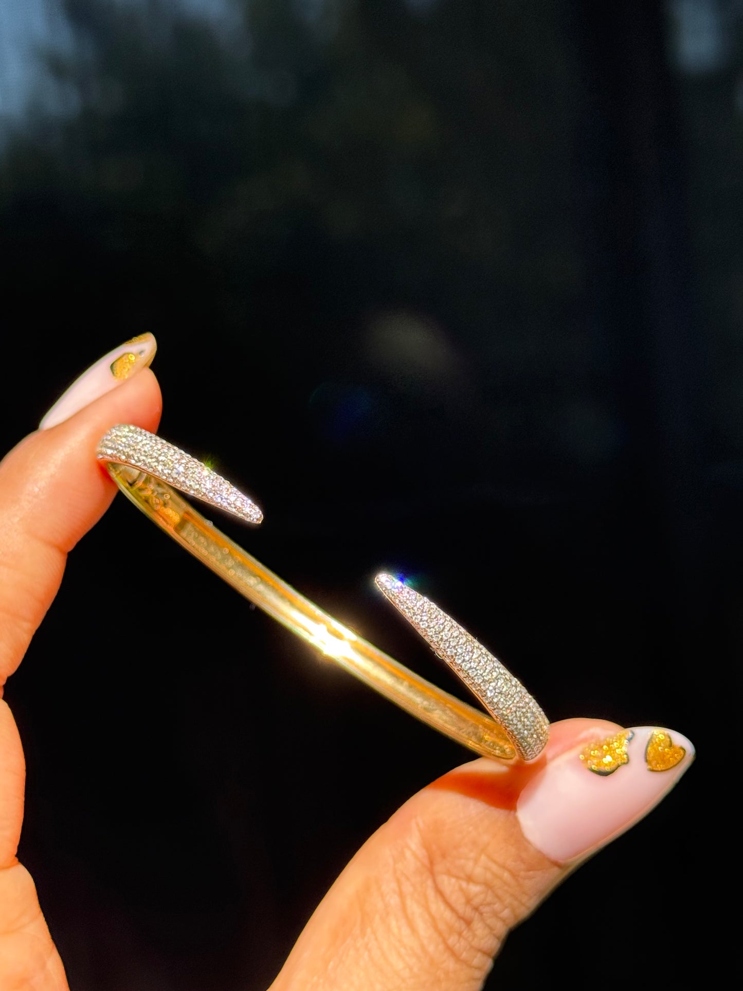 14k Diamond Claw cuff bracelet