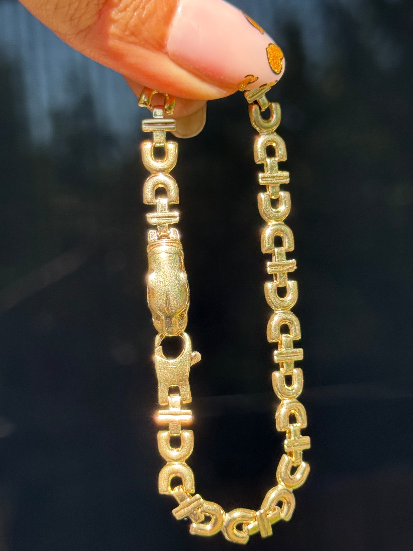 14k vintage panther U link bracelet