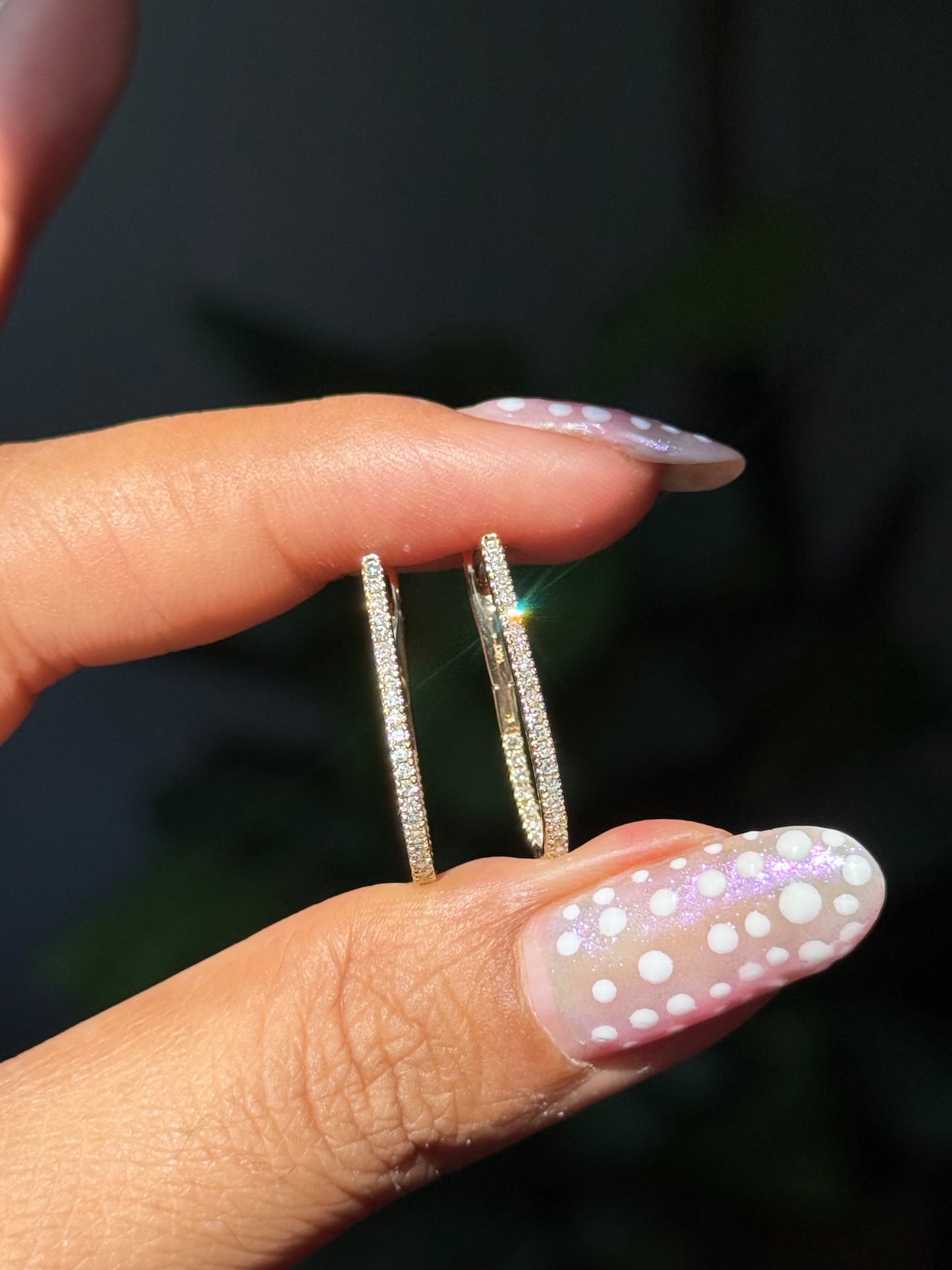 14k inside out diamond hoop earrings