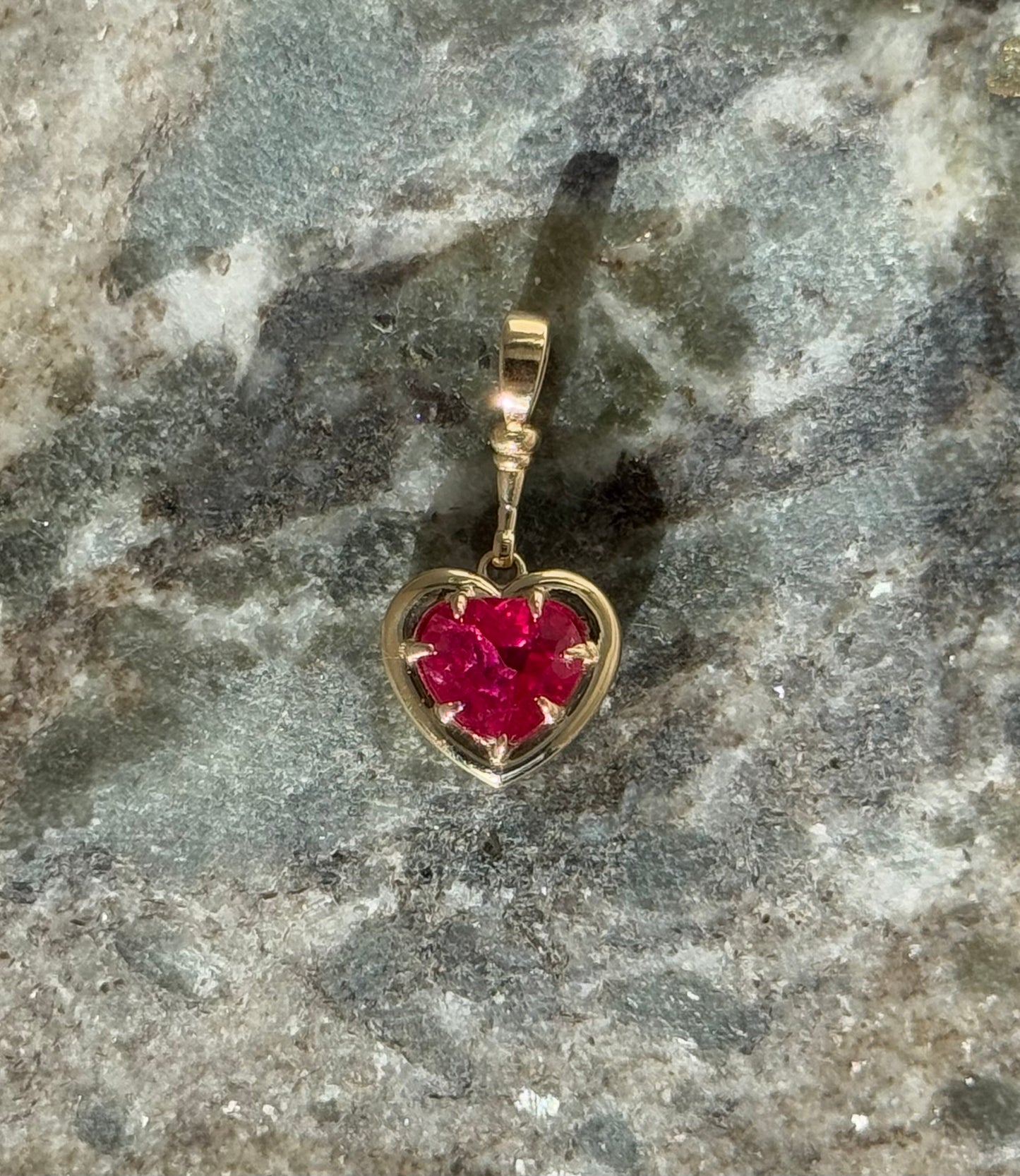Ruby Glowy Heart Charm