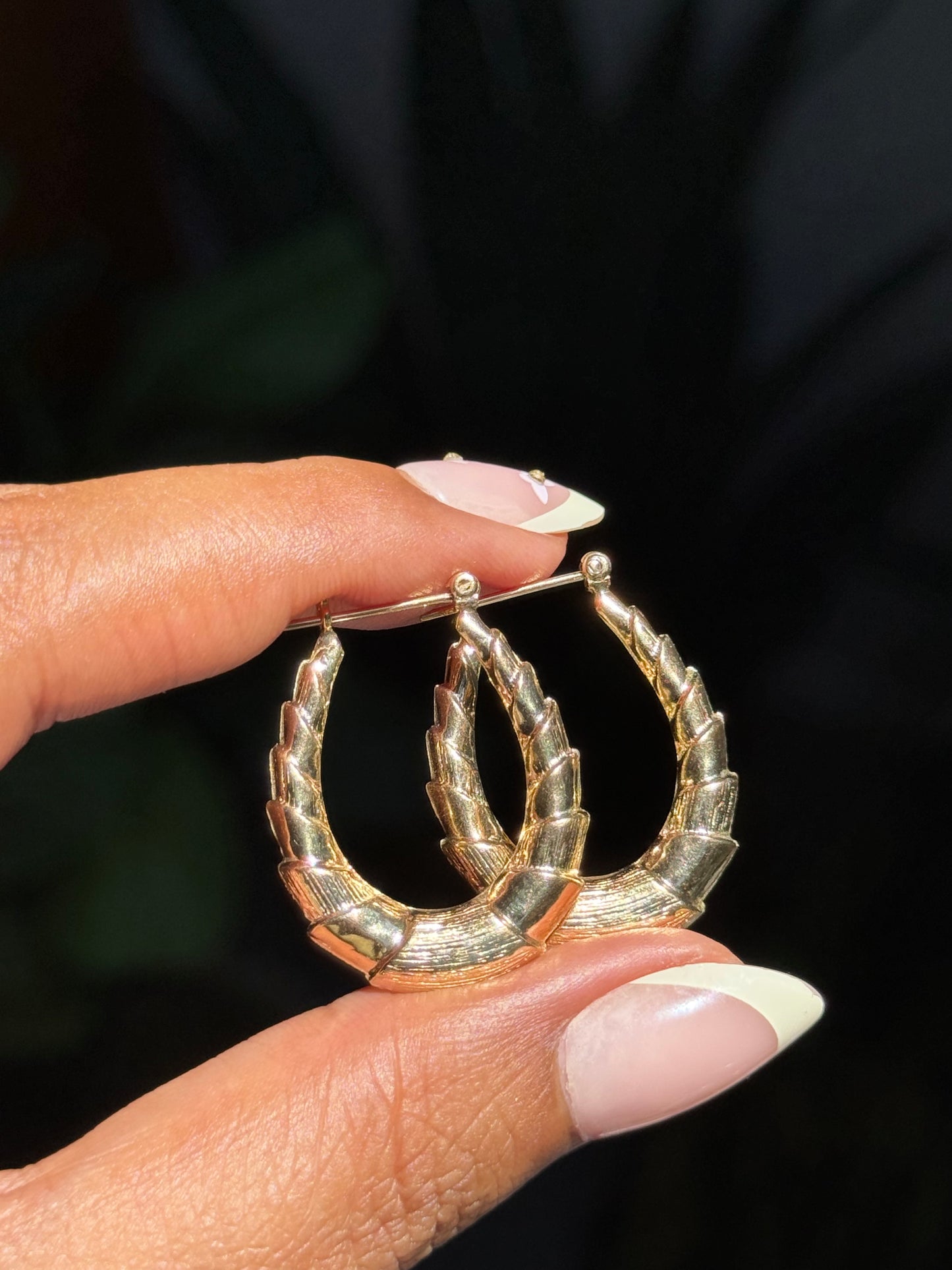Vintage 14k oval hoop earrings