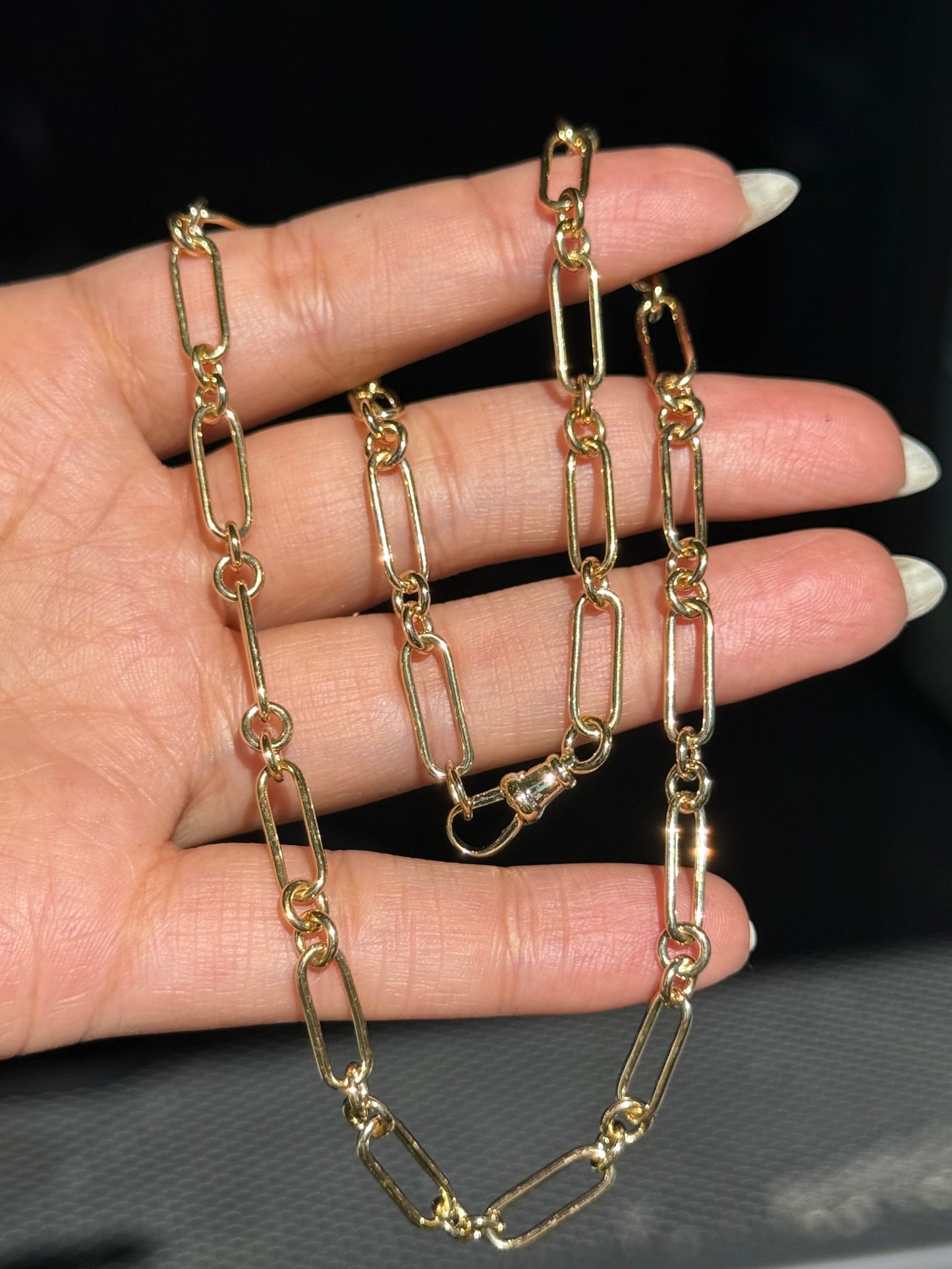 Vintage 14k yellow gold Trombone Watch chain