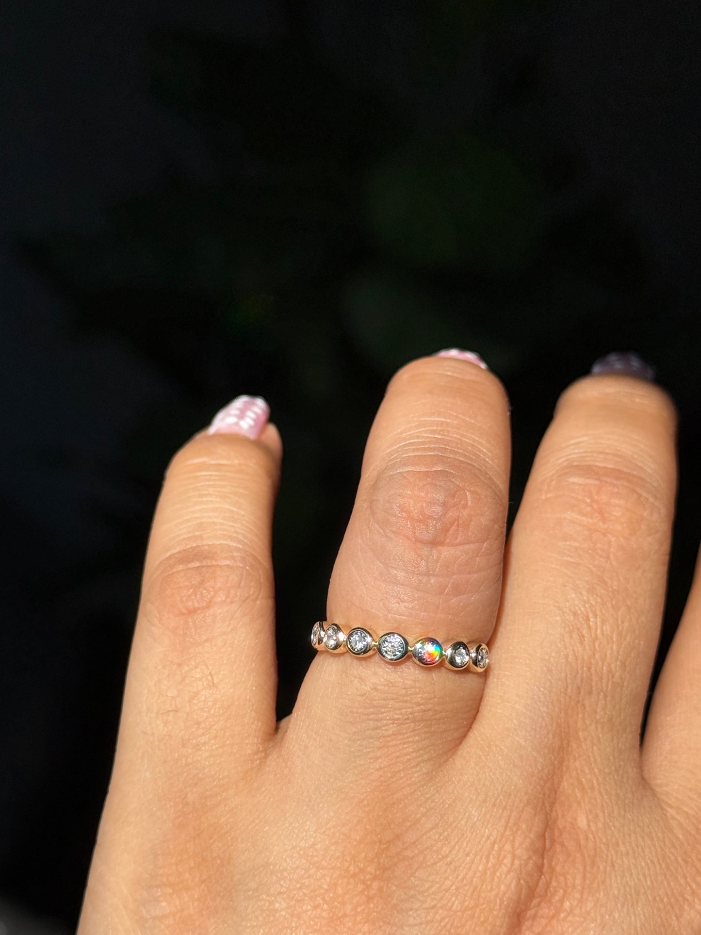 14k bubble bezel diamond band