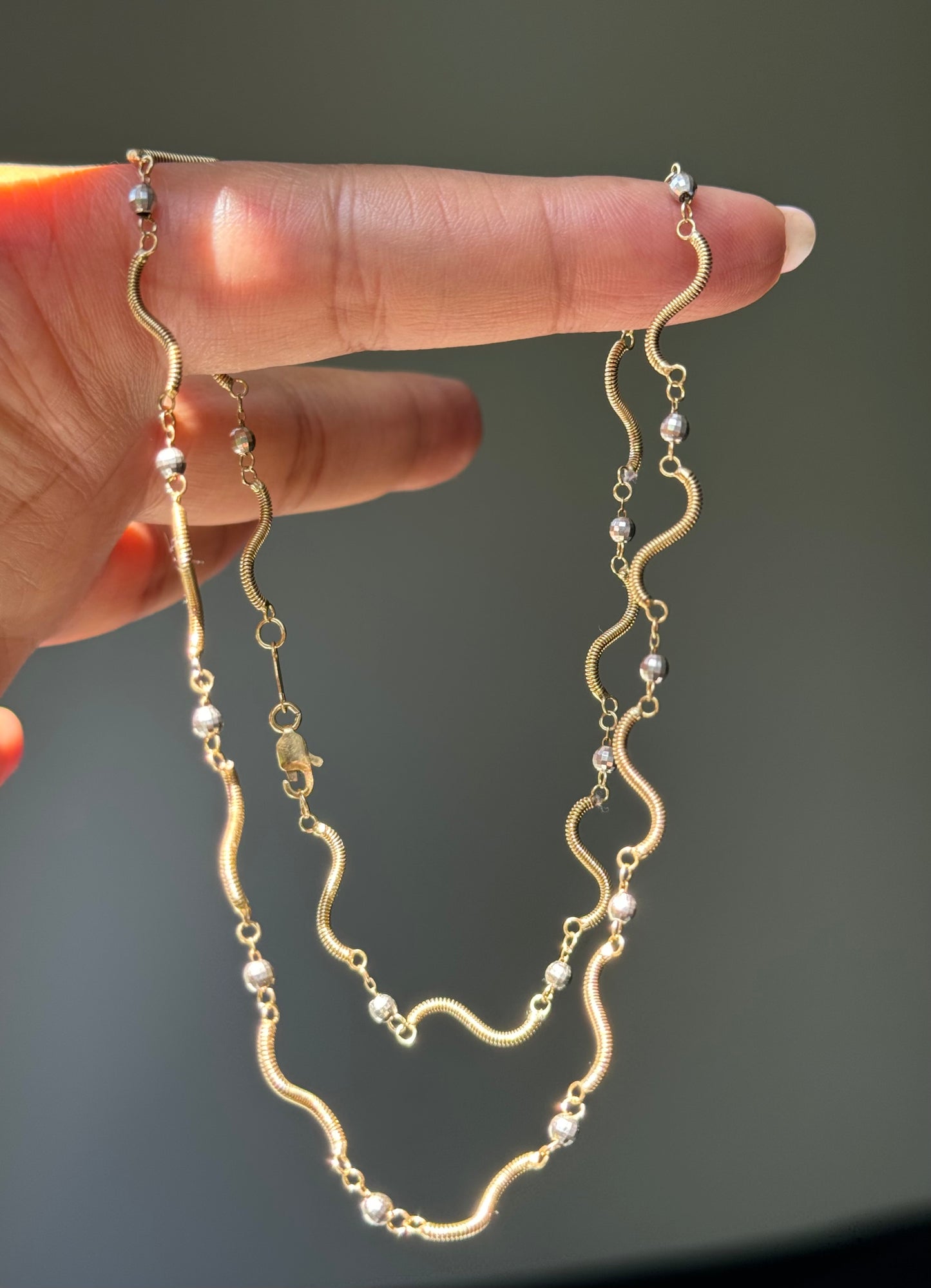14k Vintage Two tone S link chain