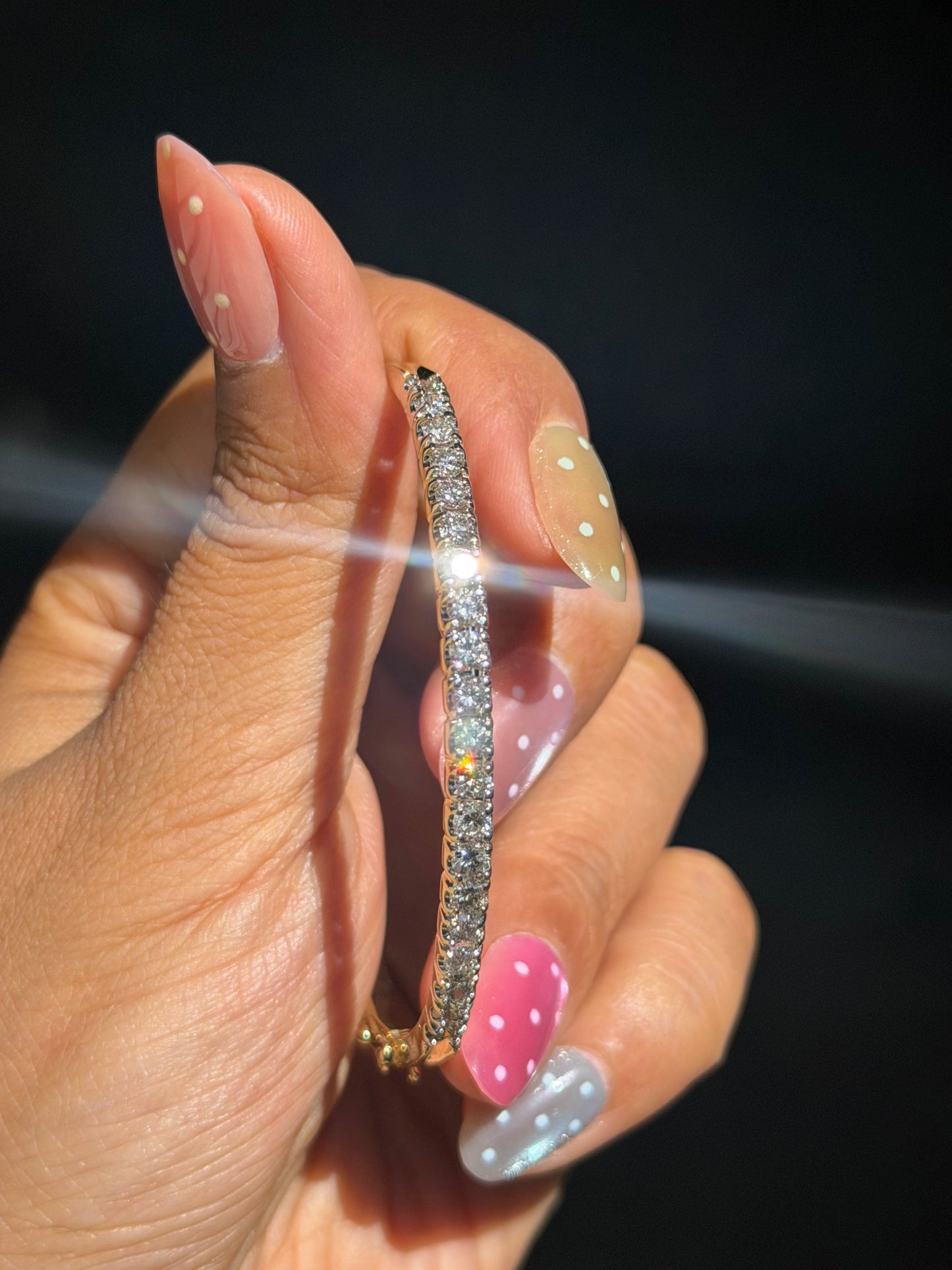 14k diamond 2ct hinged bangle