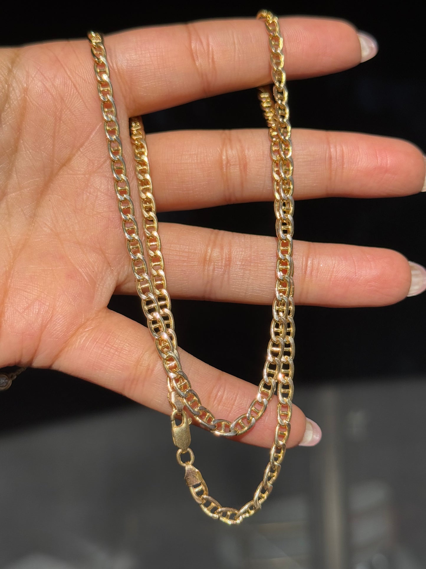 14k Italian Flat Mariner chain