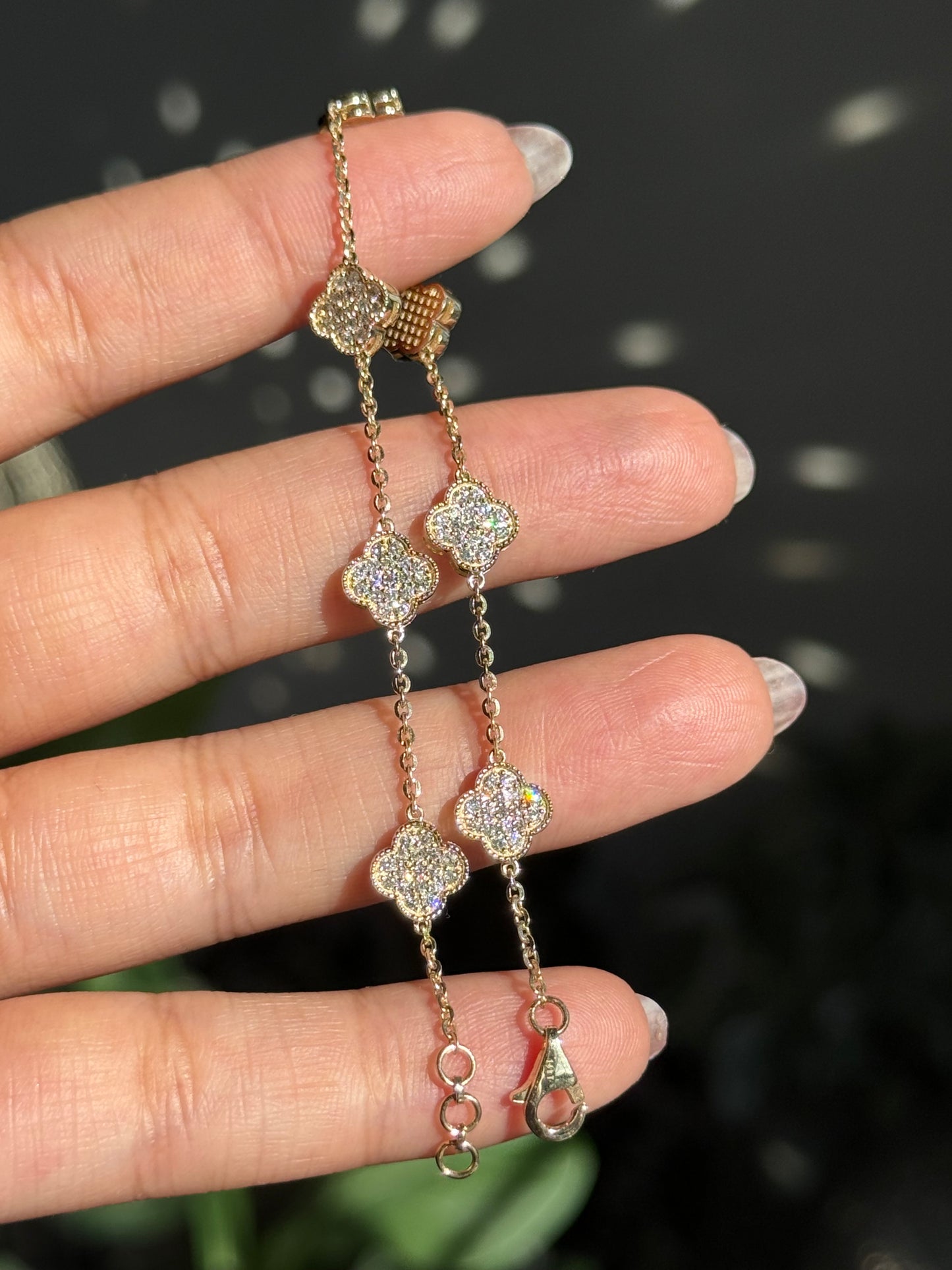 14k Diamond clover Bracelet