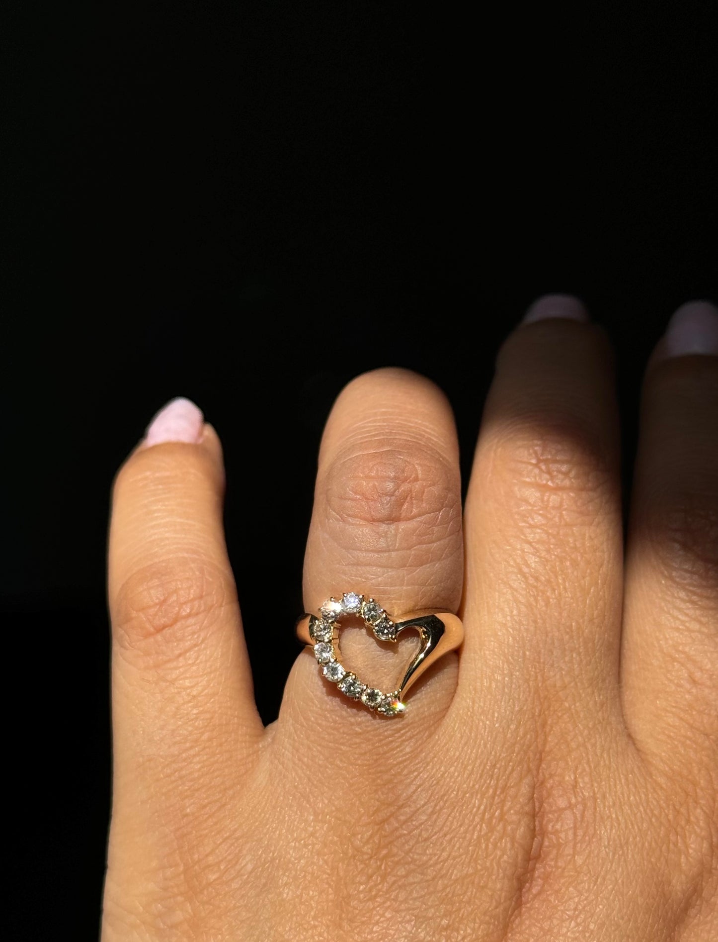 18k Diamond Open heart ring