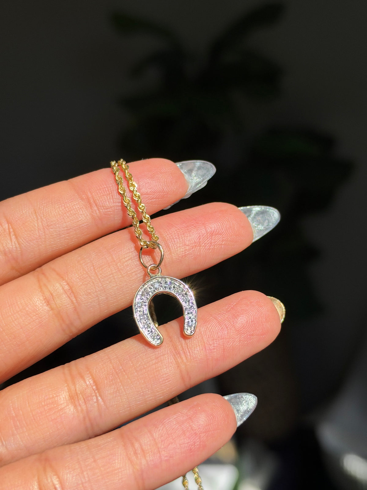 14k diamond horseshoe
charm