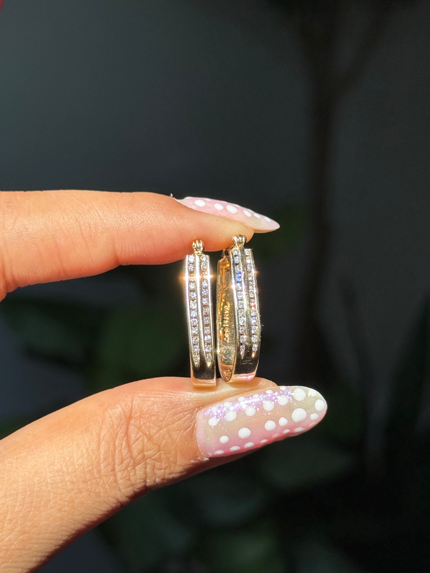 14k oval diamond hoop earrings,