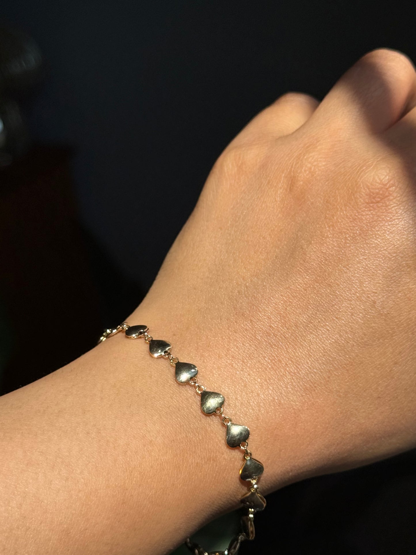 14k double sided heart bracelet