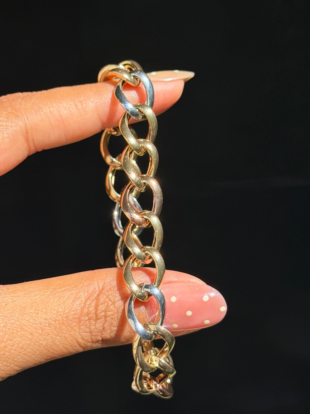 14k Italian tri tone open curb bracelet