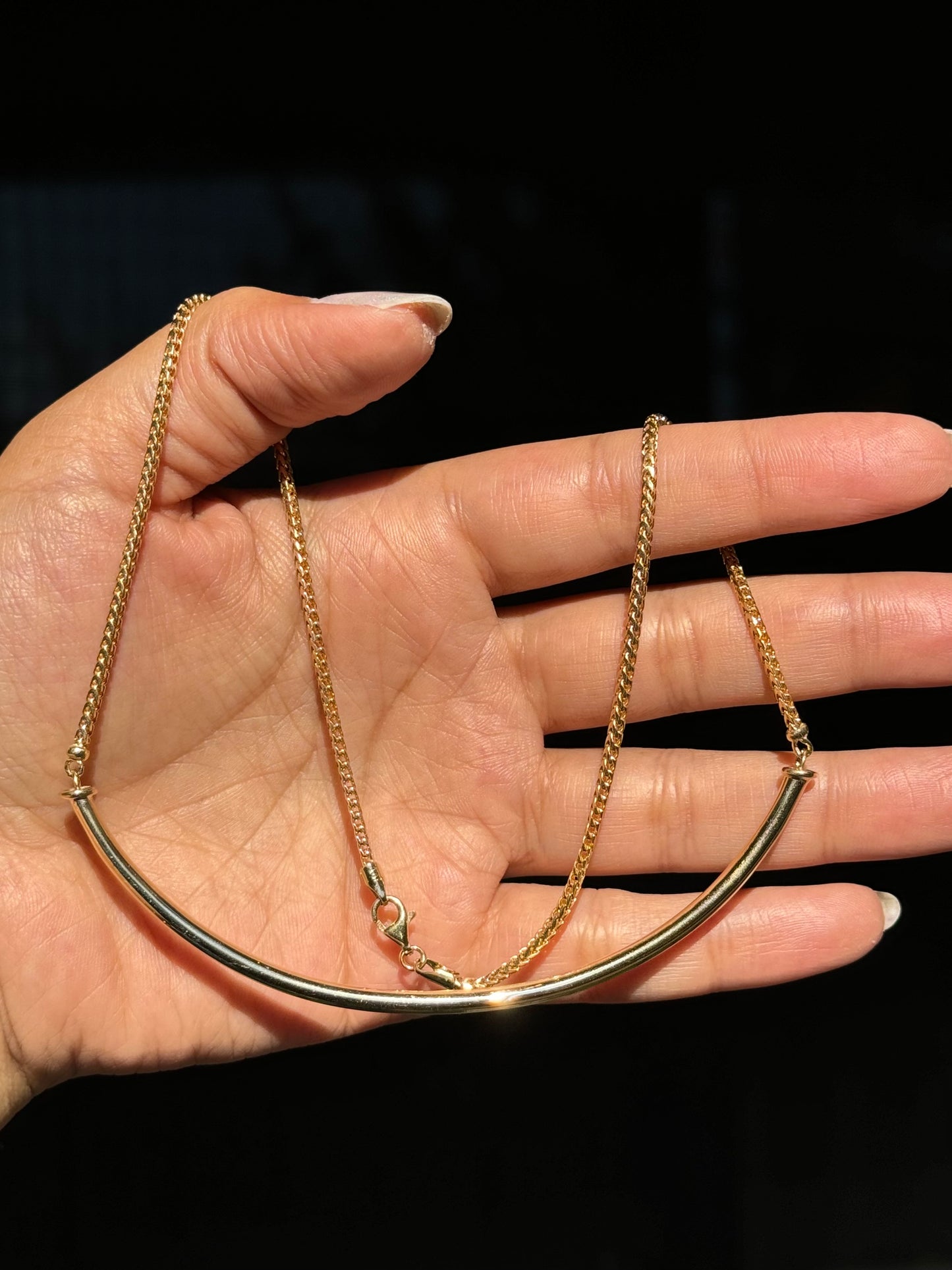 14k yellow gold Solid Half collar necklace