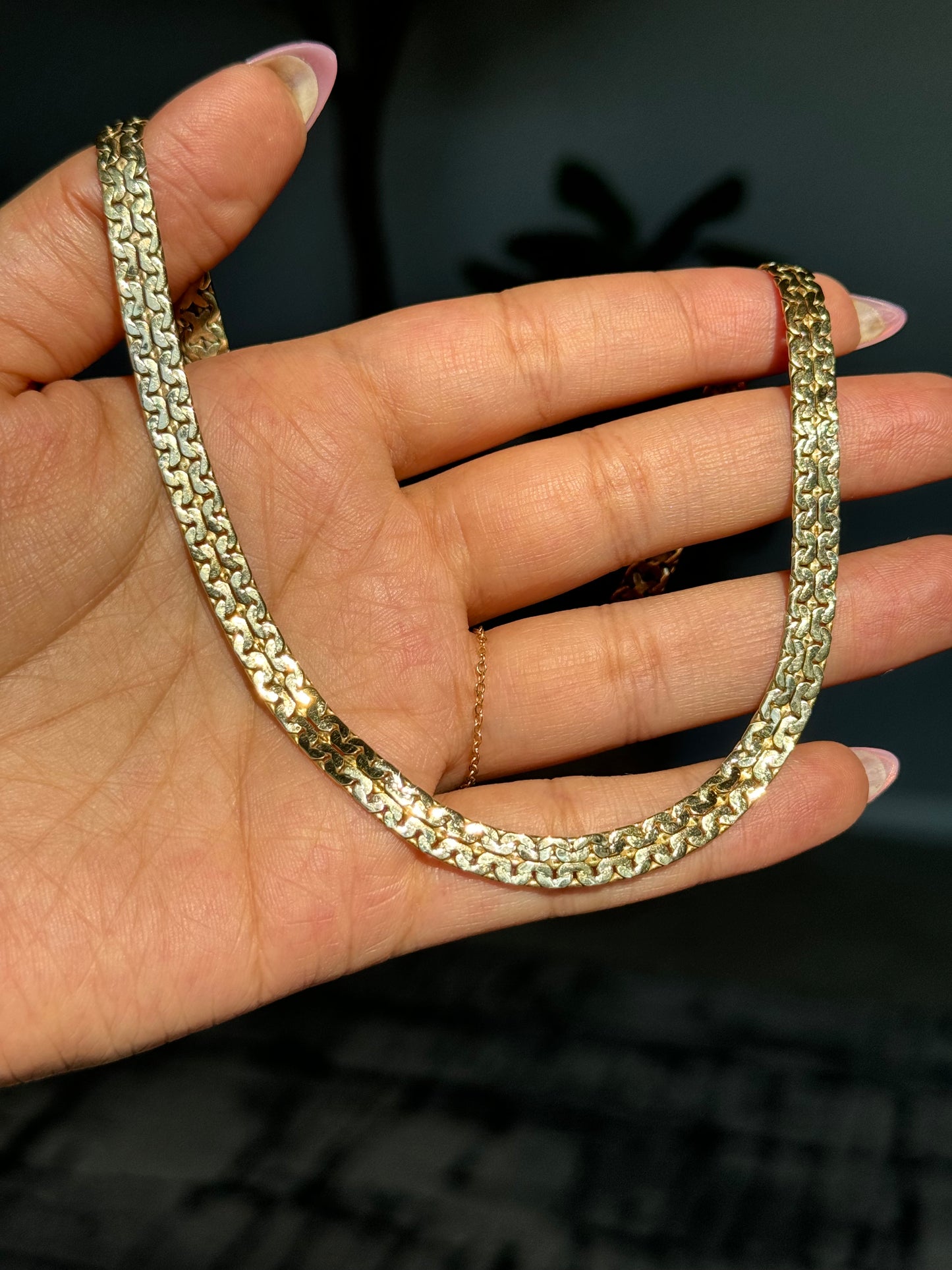 14k Solid double flat biker chain