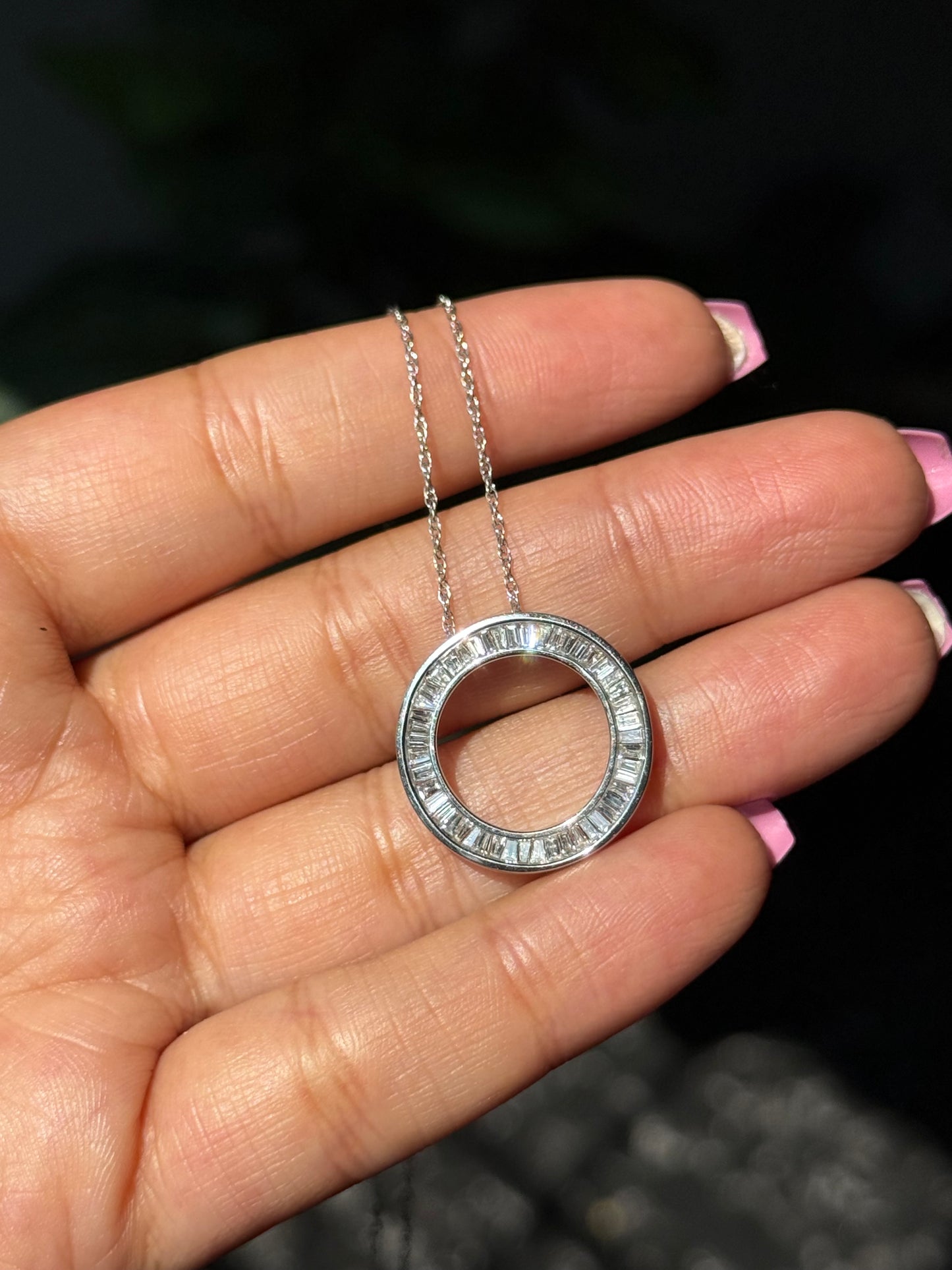 14k white gold Circle of life Diamond Necklace,