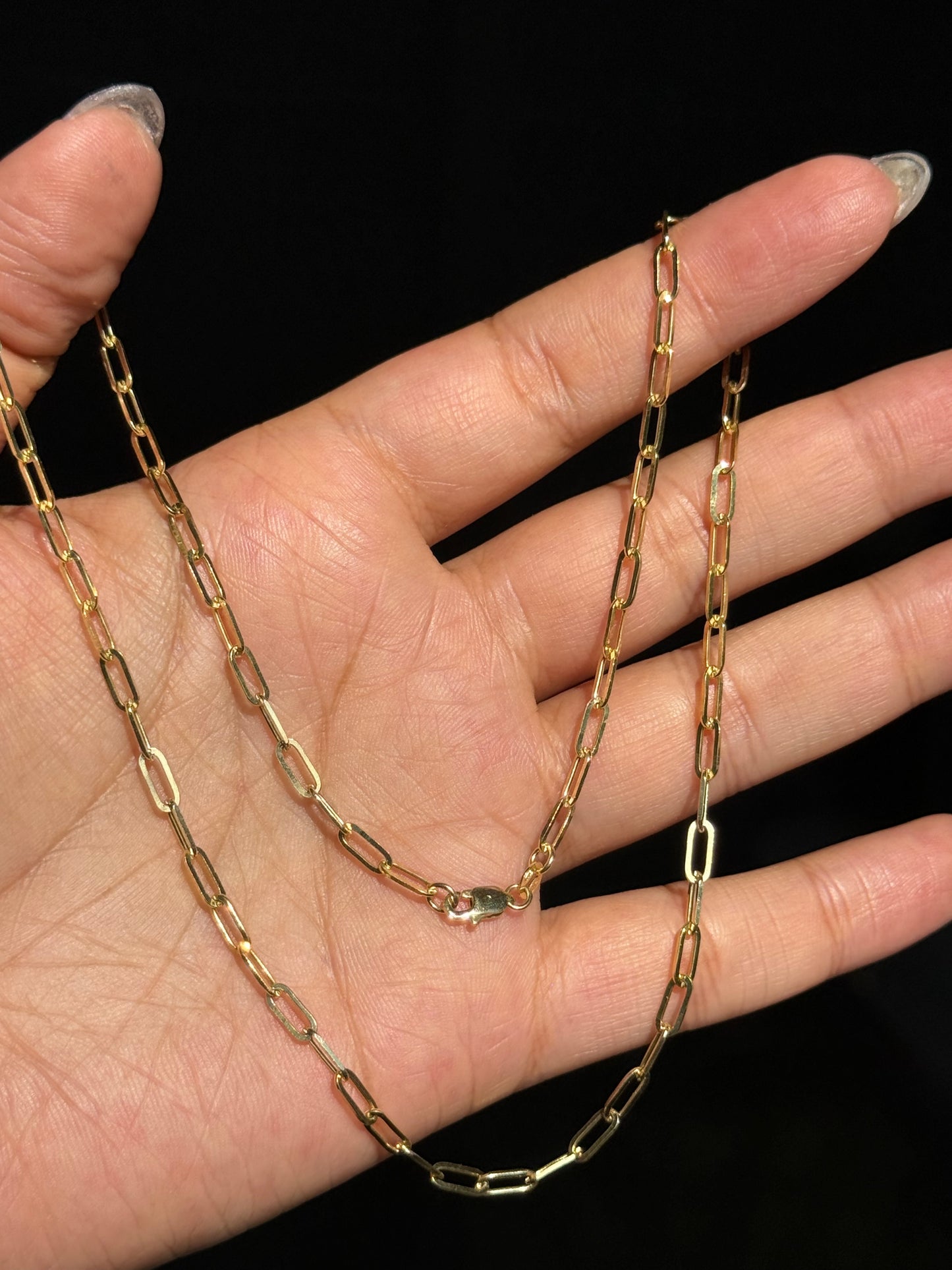 14k yellow gold paper clip chain