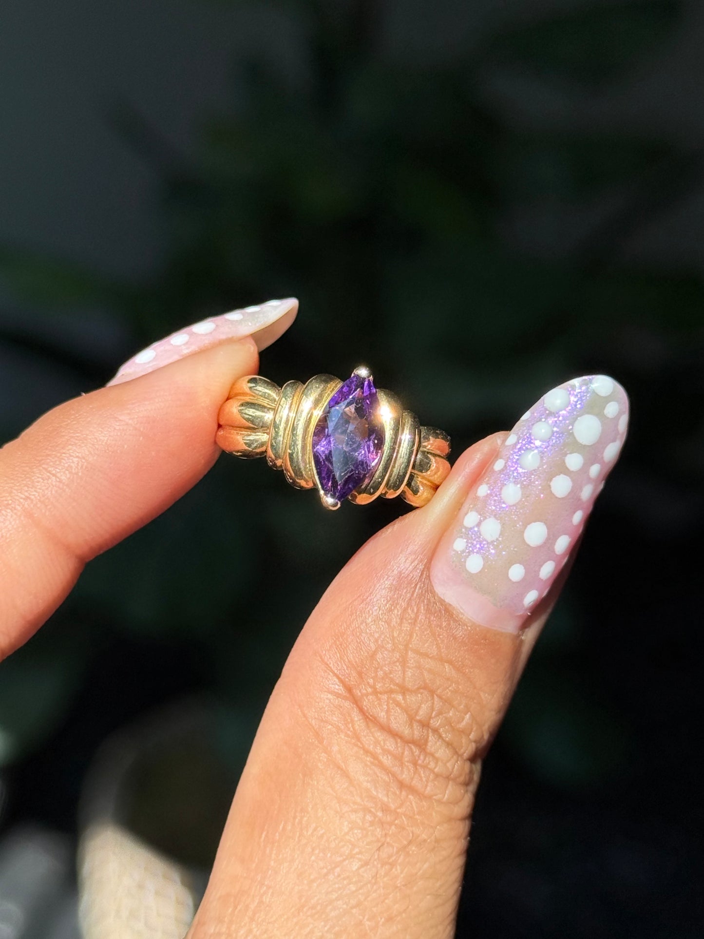 Vintage 14k Marquiseamethyst ring