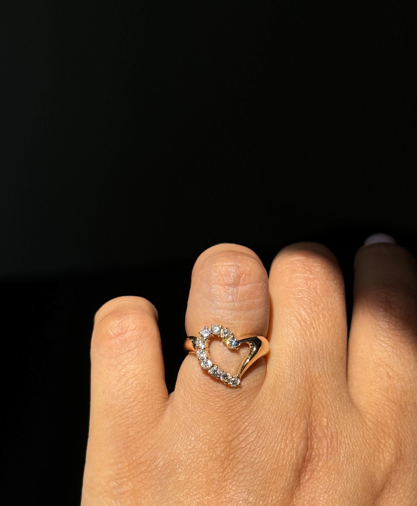 18k Diamond Open heart ring