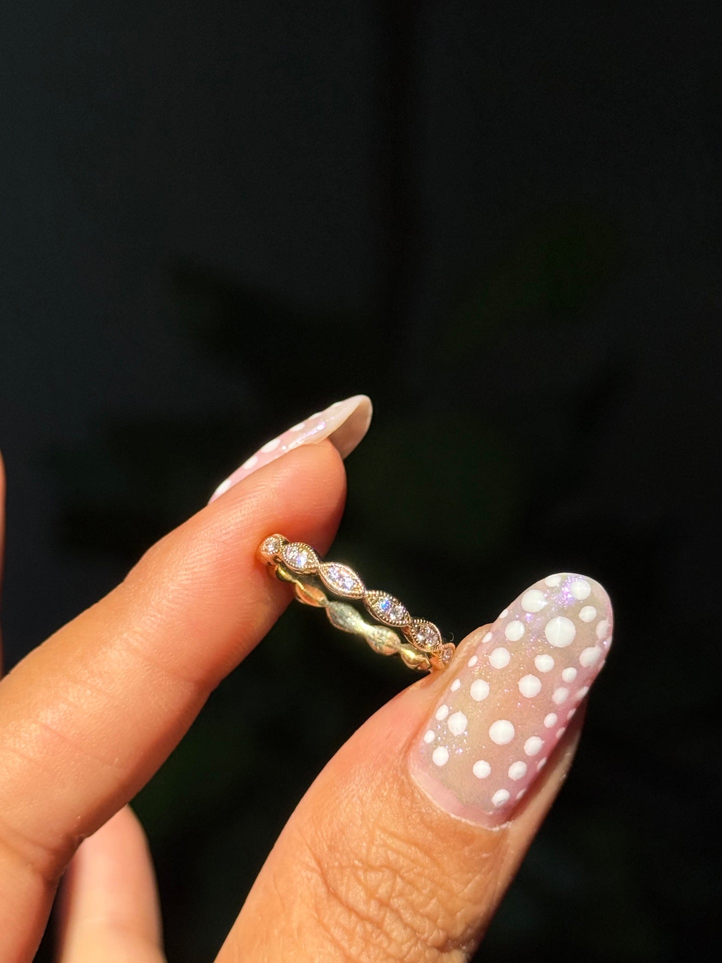 14k diamond scalloped eternity band,